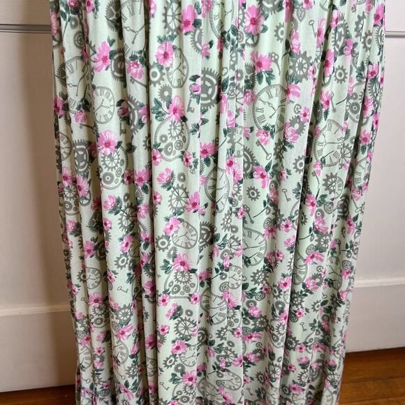 Hot Topic Sanrio colab Mint Floral Clocks & Gears Midi Dress - Picture 5 of 9